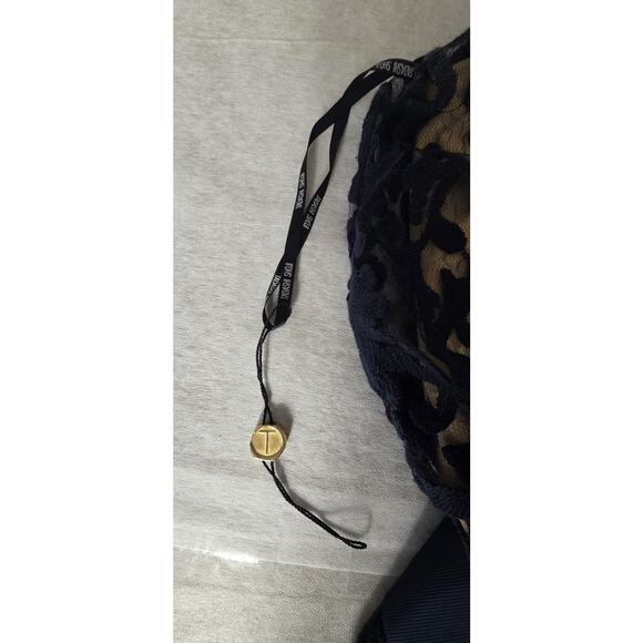 TADASHI SHOJI Embroidered Lace Blouson Gown in Navy Nude Maxi Dress 6 - Picture 9 of 13